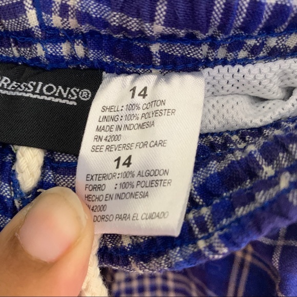 Expressions- Blue Plaid Shorts size 14 - Picture 8 of 8